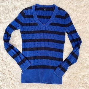 Tommy Hilfiger Small blue black stripe v neck